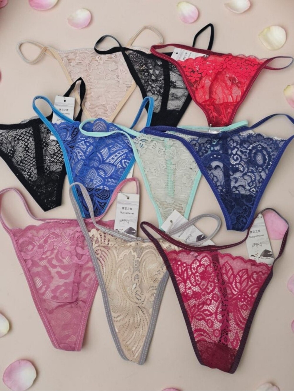 Women's 10 Lace G-String Panties Bundle.